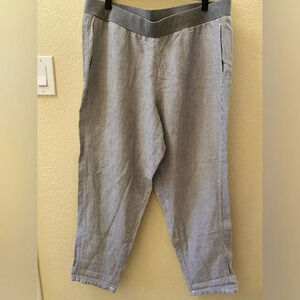 J. Jill Gray Striped Linen Blend Pants